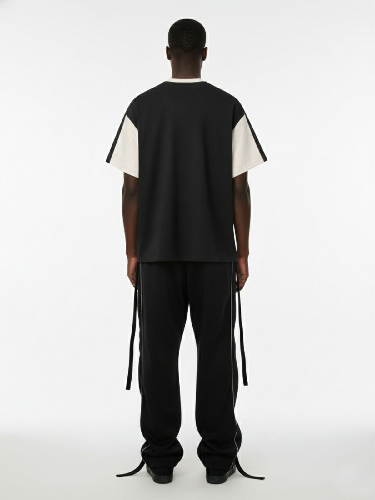 Thesupermade Horizontal Glitch Art Deconstruction Contrast Color Stitching Print T-shirt 