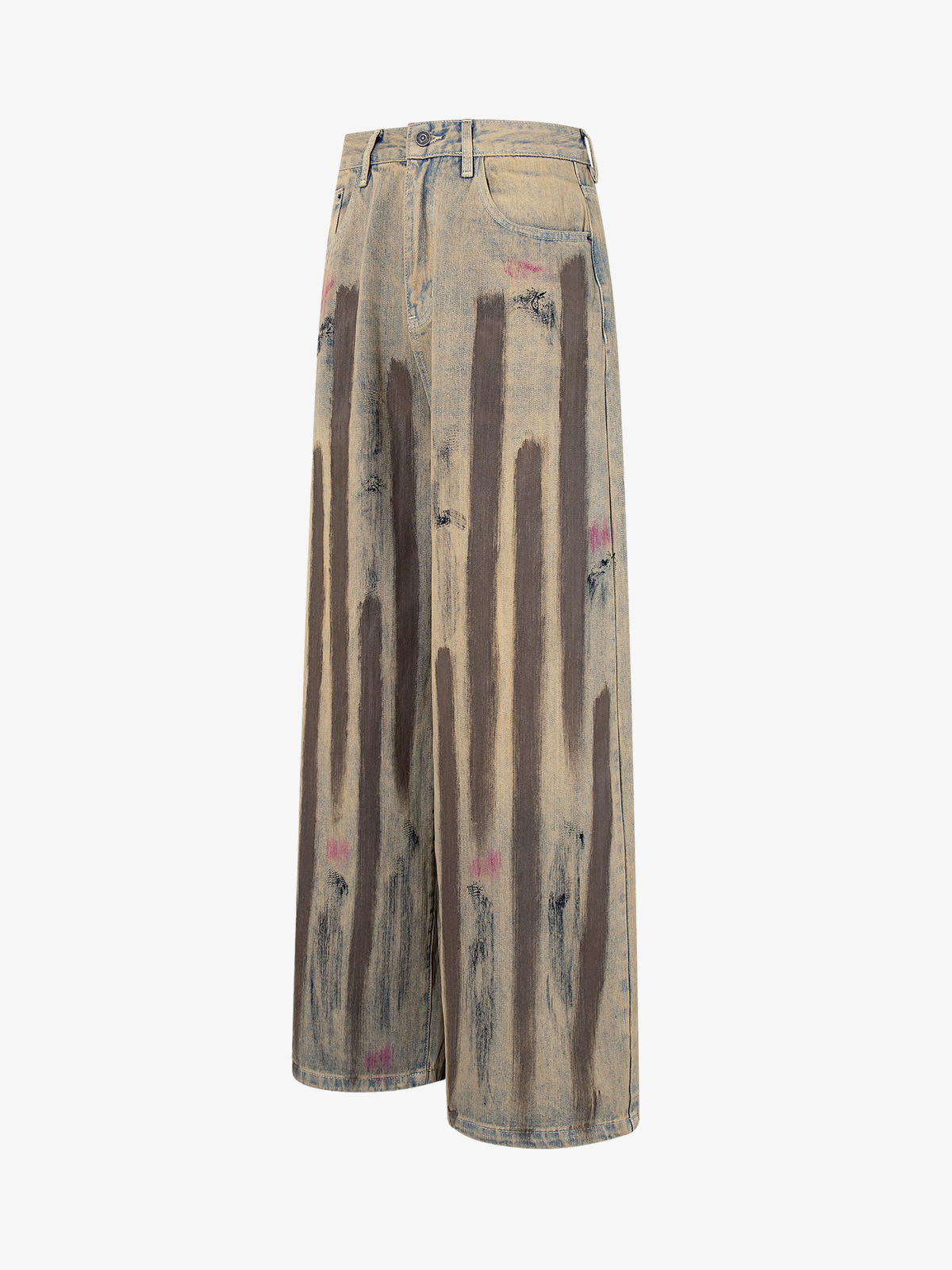 Retro Washed Brushstroke Wide-Leg Jeans 
