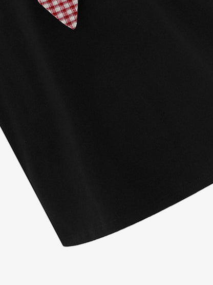 Street Plaid Tie Short Sleeve T-Shirt 