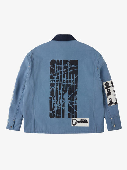 Supermade Multi-Element Appliqu¨¦ Patchwork Denim Suit?