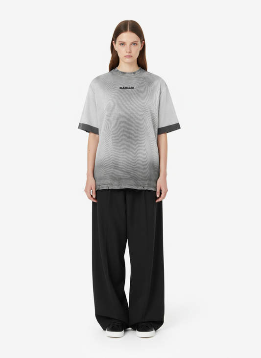 Vintage Distressed Washed Gradient Short-Sleeved T-Shirt