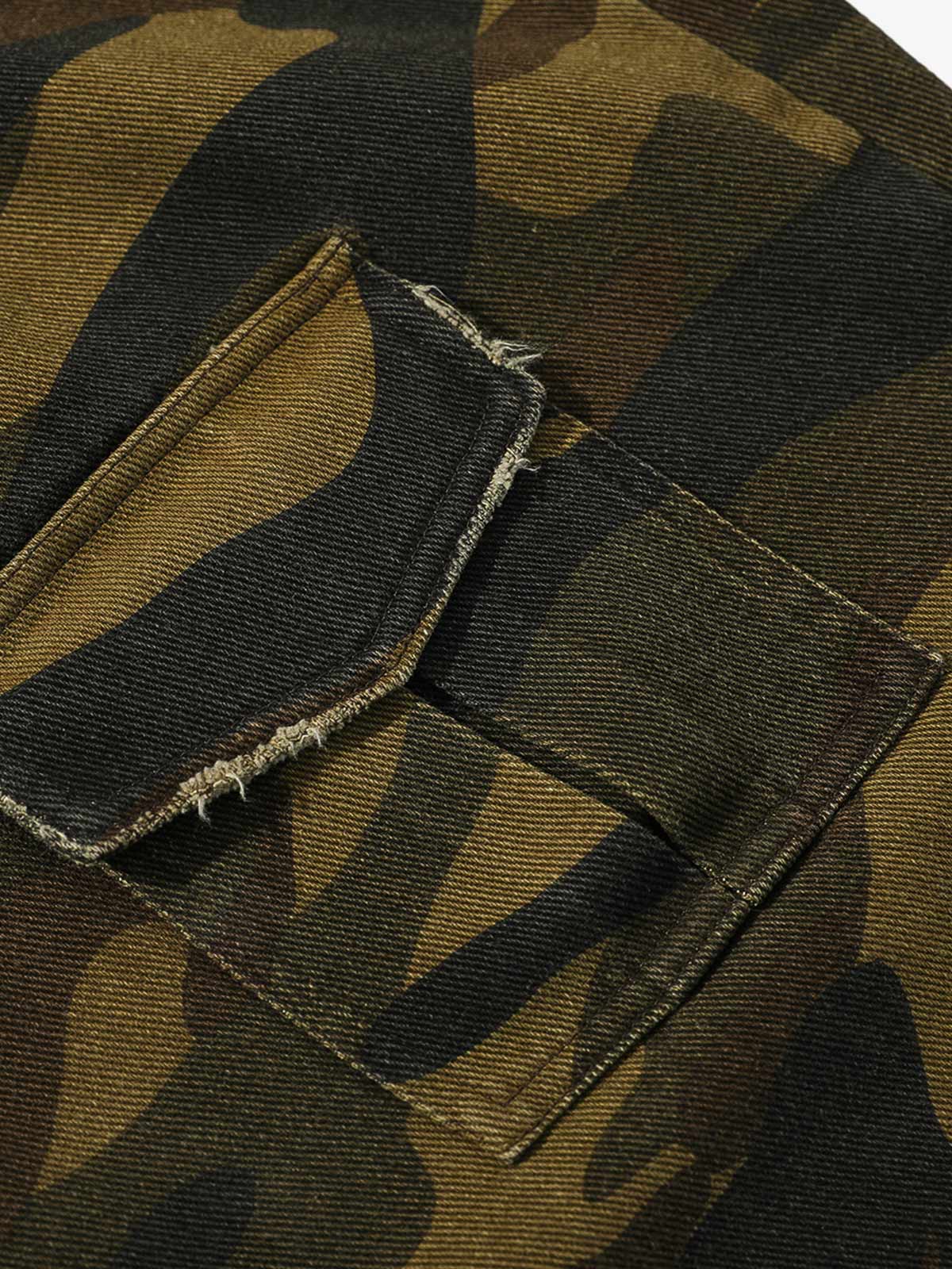 Camouflage Cargo Pants with Distressed Pockets - Perfect for Casual and Outdoor Adventures 