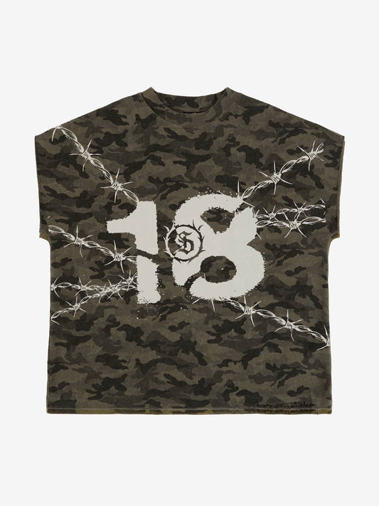 Supermade Camouflage Thorn Print Sleeveless T-Shirt?