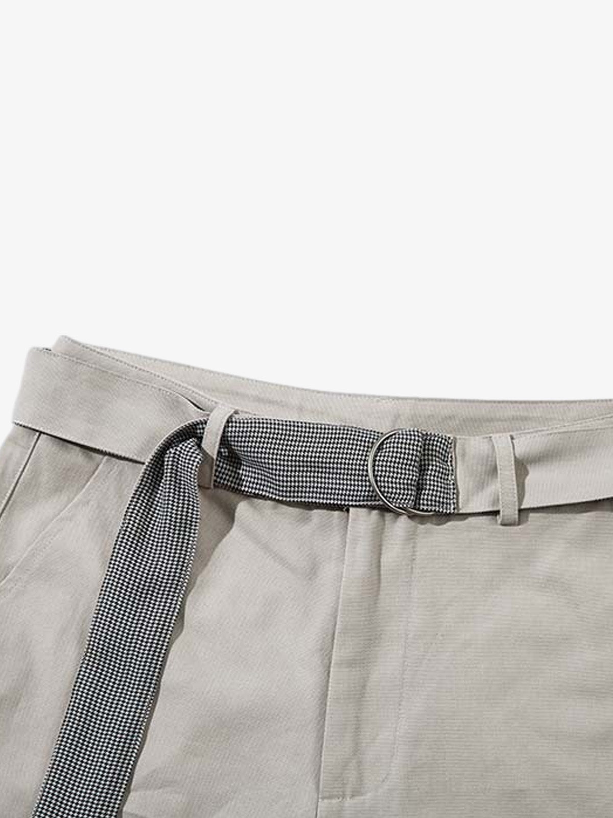 Cotton Blend Tailored Shorts with Side Pockets and Adjustable Cuffs 
