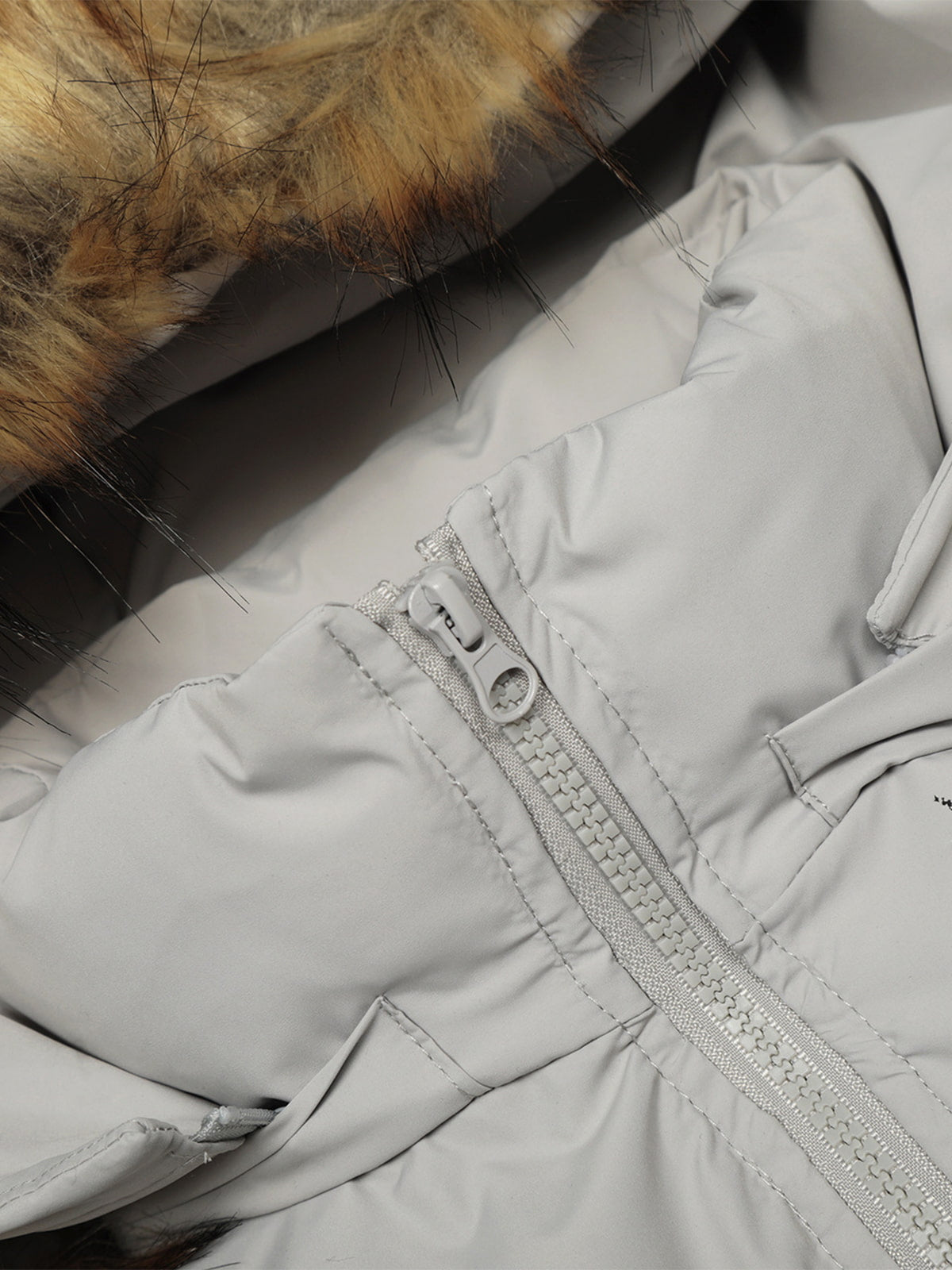 Retro Dark Print Faux Fur Collar Quilted Jacket 