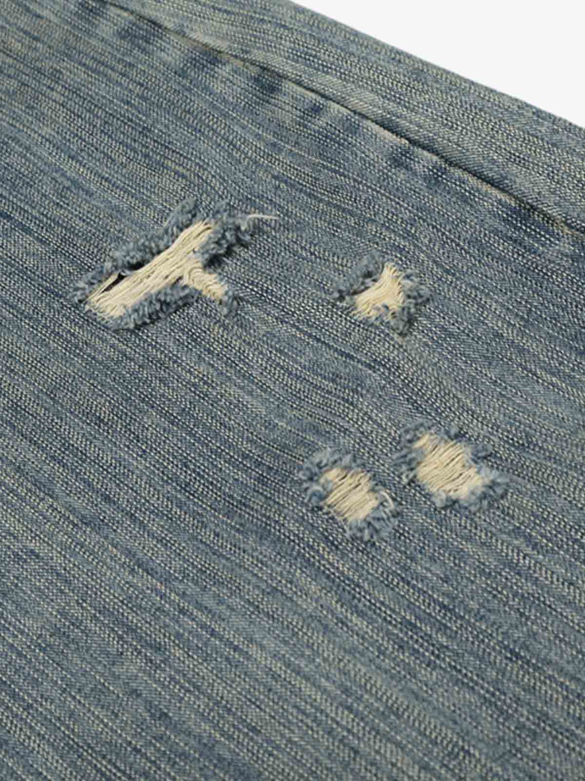 High Waist Distressed Barrel Denim Jeans