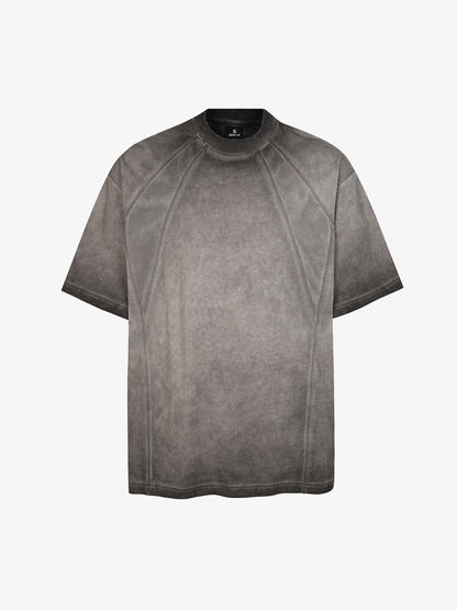 Cotton Blend Oversized Mesh Panel T-Shirt with Crew Neck?