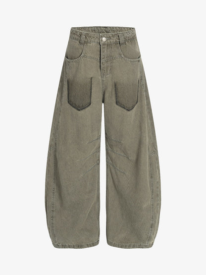 Wide-Leg Utility Trousers with Oversized Pockets - Perfect for Casual and Outdoor Adventures 