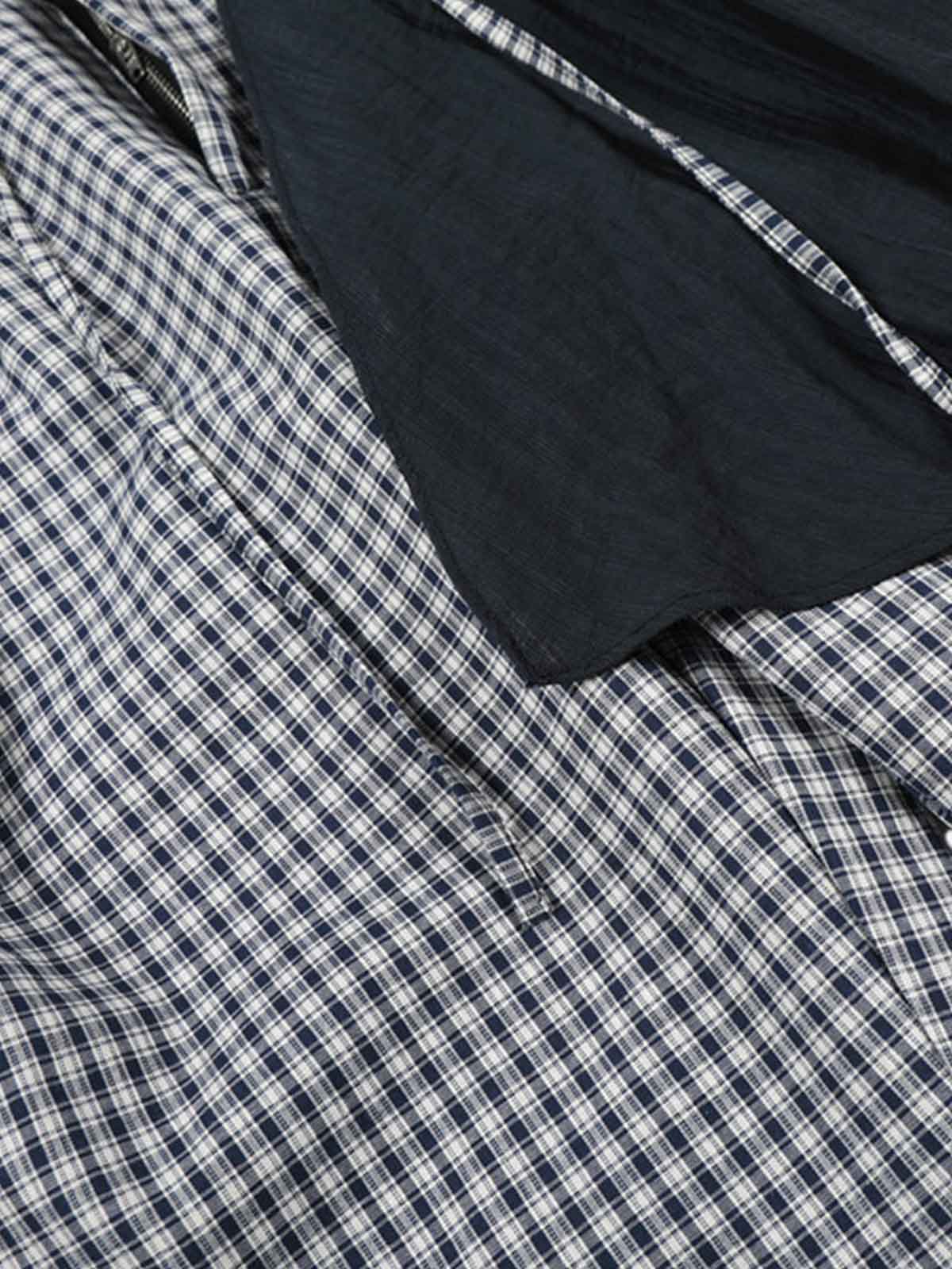 Checkered Wide-Leg Pants with Asymmetrical Panel Detail 