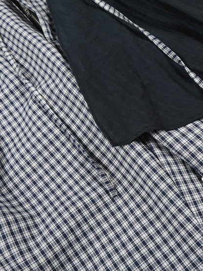 Checkered Wide-Leg Pants with Asymmetrical Panel Detail 