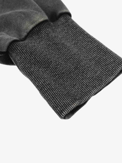 Vintage Washed Symmetrical Star Rhinestone Zip-Up Hoodie