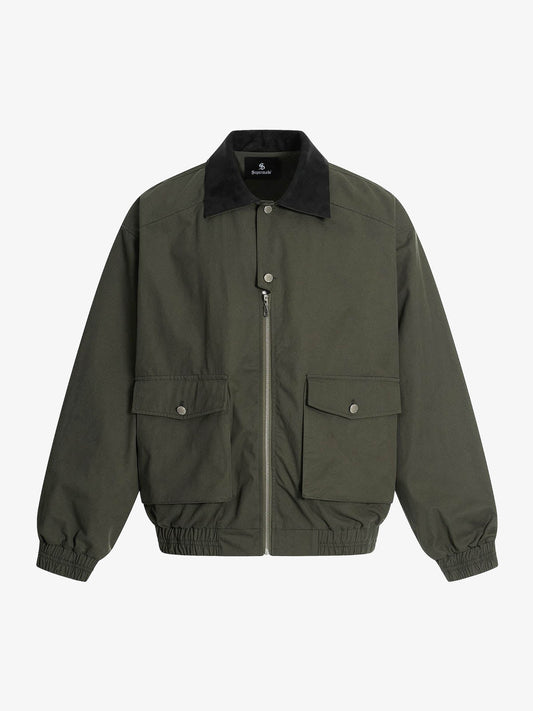 Contrast Collar Pocket Jacket
