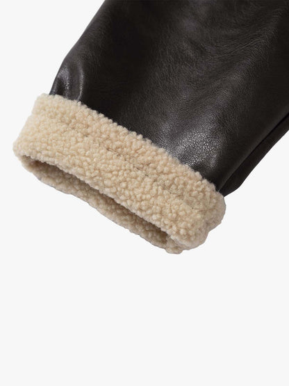 Vintage Shearling Collar Quilted Leather Jacket