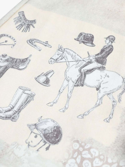 Cotton Patchwork Wide Leg Pants with Equestrian Print and Plaid Details?