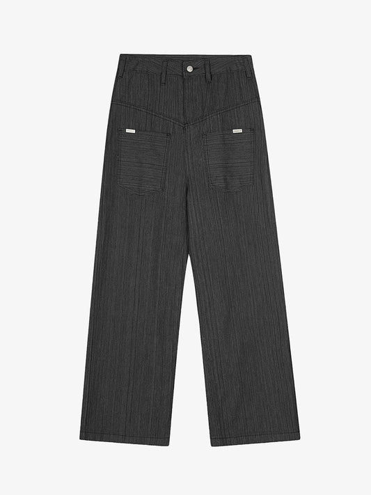High-Waisted Wide-Leg Trousers with Vertical Stripes for Modern Style 