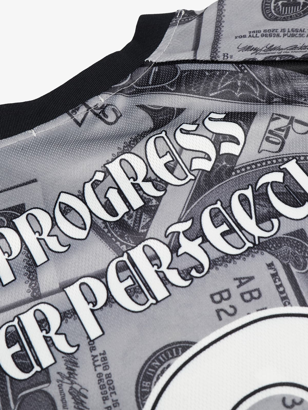 Cotton Blend Money Print V-Neck T-Shirt with Supermade Logo Design 