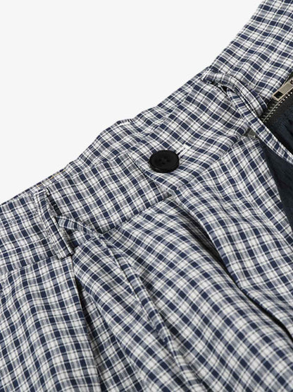 Checkered Wide-Leg Pants with Asymmetrical Panel Detail 