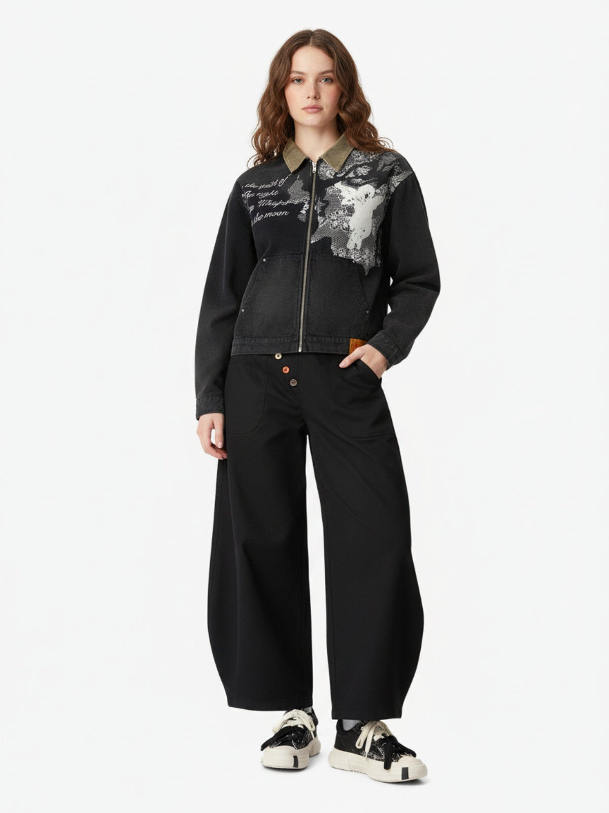 Adjustable Side Buttons Barrel Pants