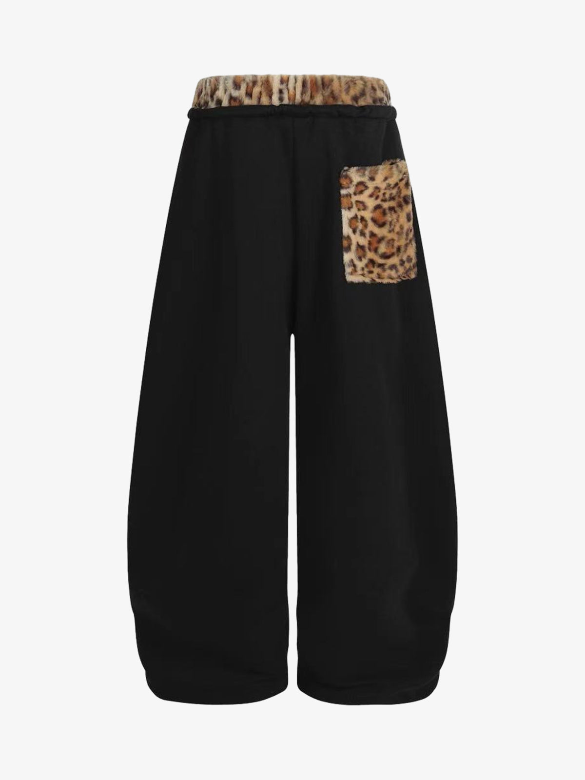 Leopard-Trimmed Wide-Leg Lounge Pants with Unique Print Design 