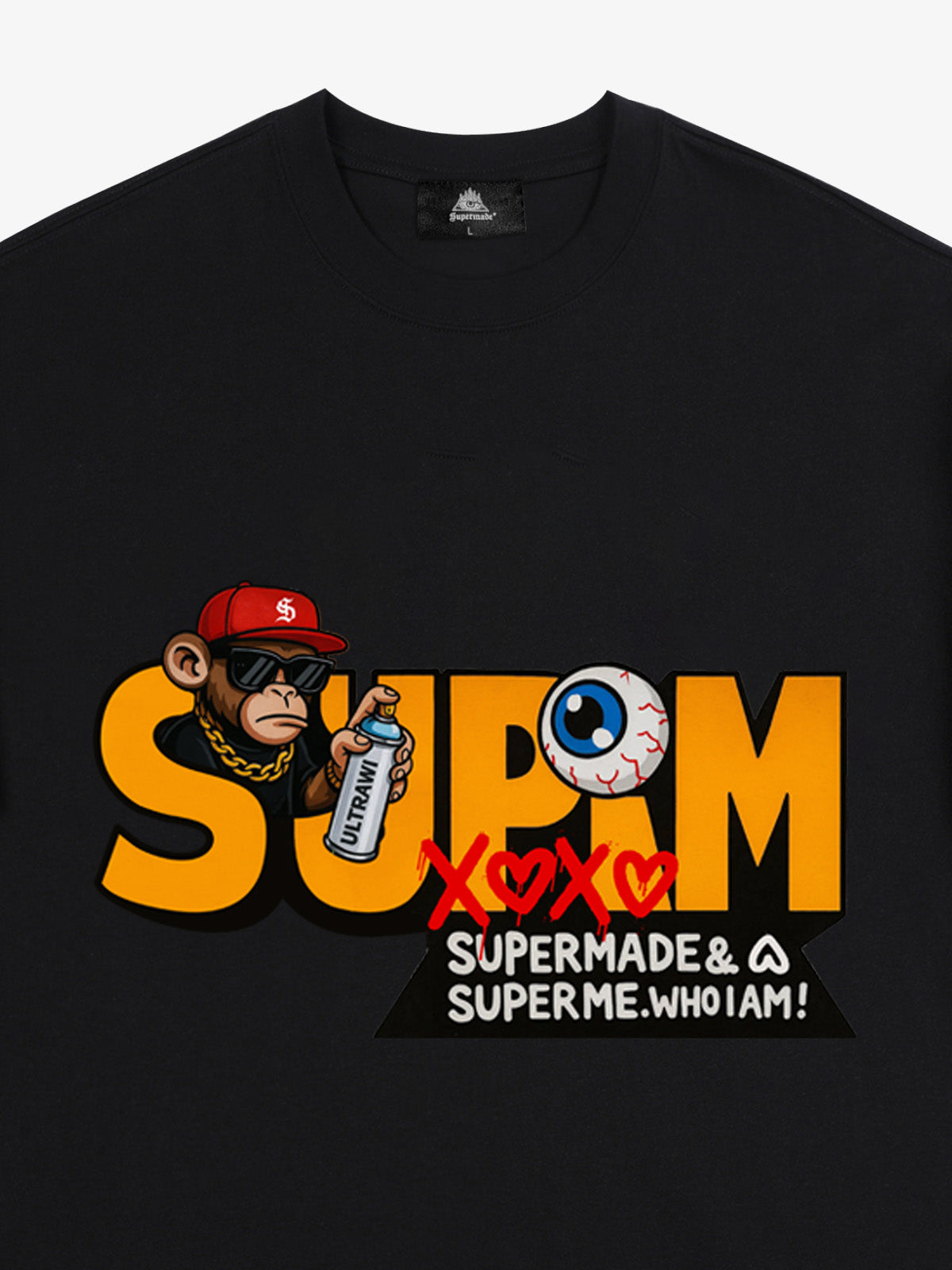 Supermade Trendy Hip-Hop Monkey Graffiti Font T-Shirt 