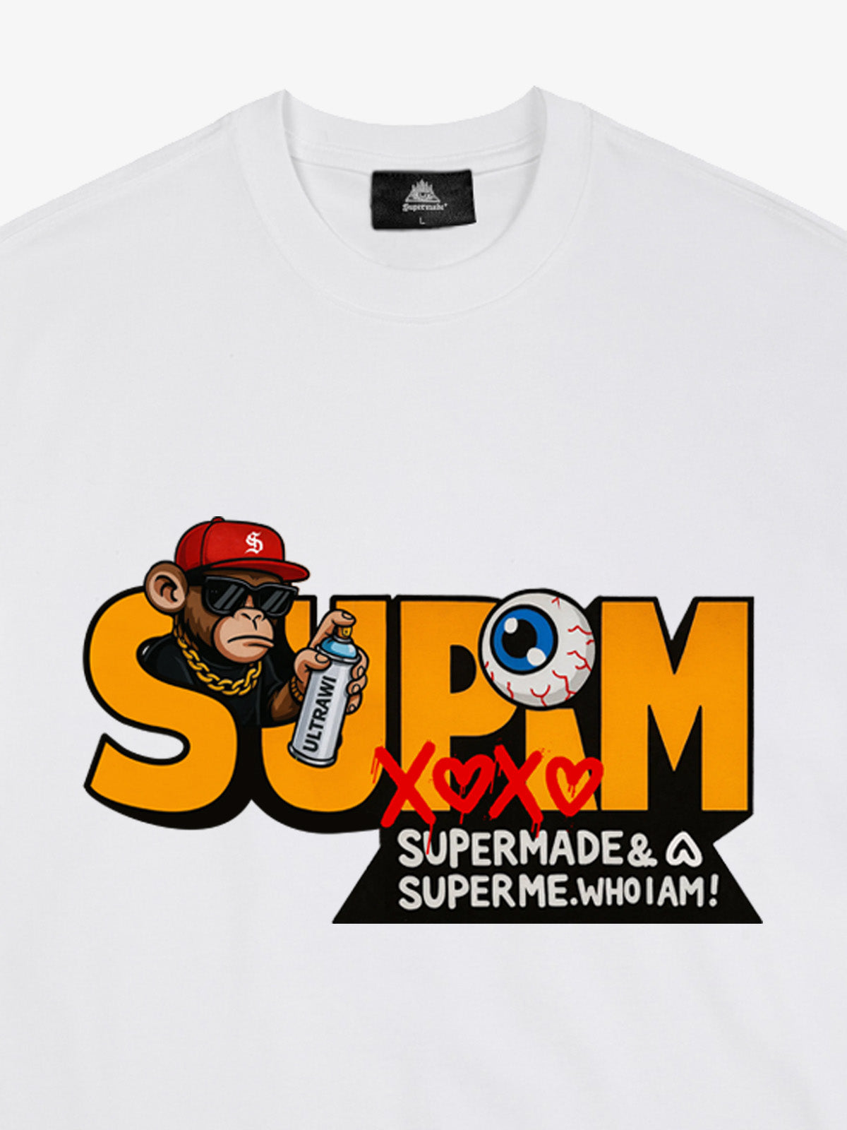 Supermade Trendy Hip-Hop Monkey Graffiti Font T-Shirt 