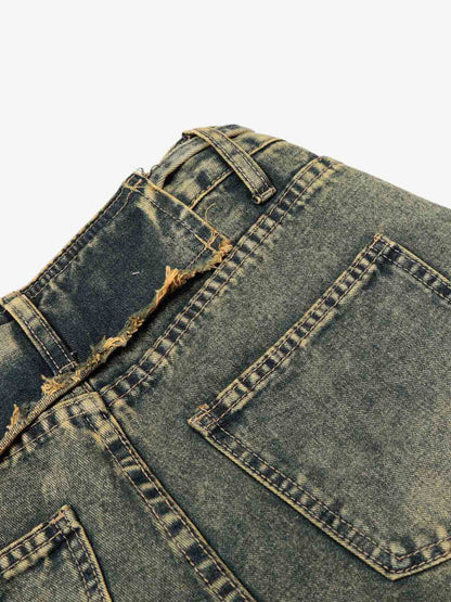 Denim Wide Leg Jeans with High Waist and Frayed Detail for Women 