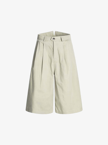 Cotton Blend Wide Leg Bermuda Shorts for Men - High Waist, Comfort Fit, Casual Summer Style 