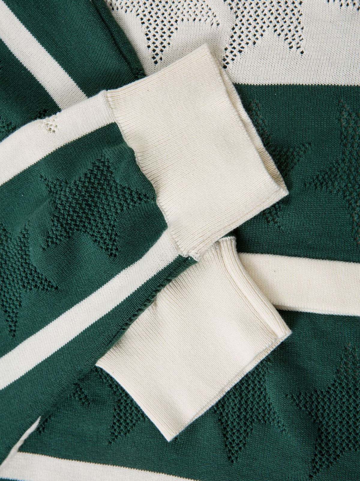 Striped Color-Block Knit Button-Up Cardigan 