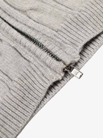 Cable Knit Zip Up Hooded Sweater