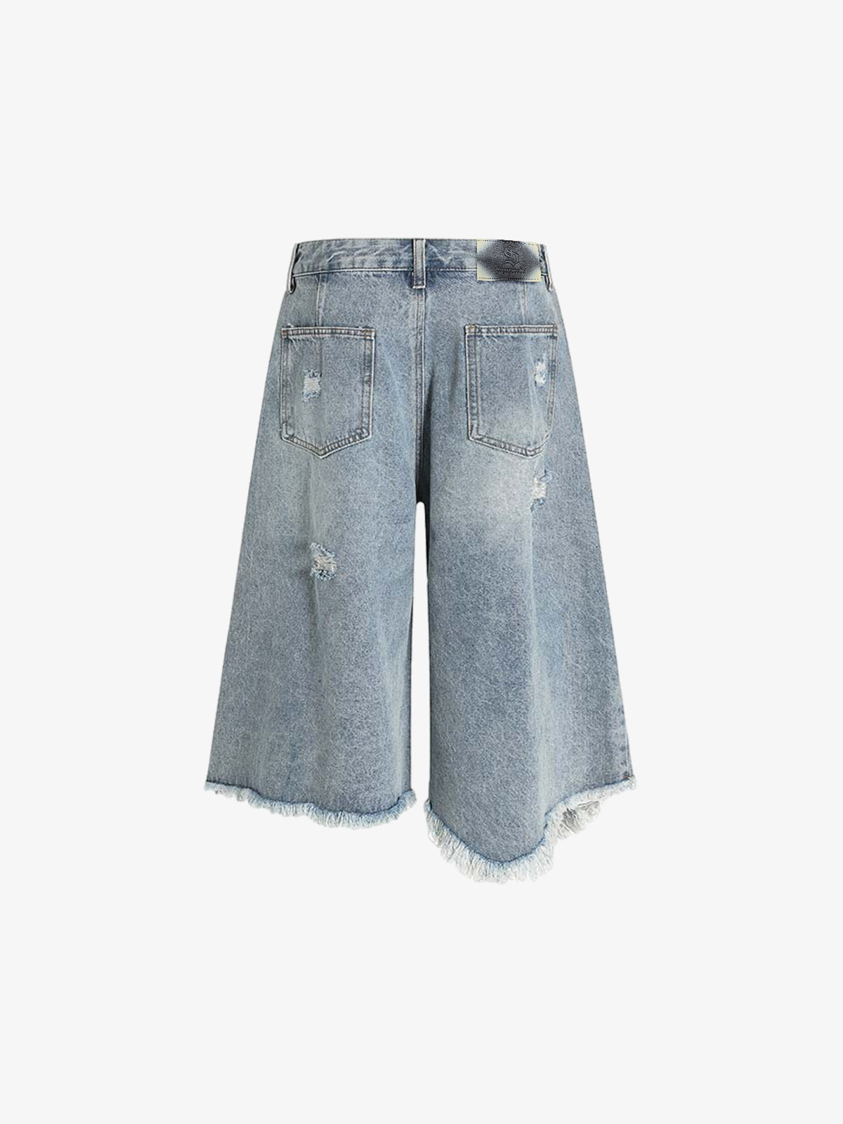 Denim Wide-Leg Cropped Pants with Distressed Rips and Frayed Hem?