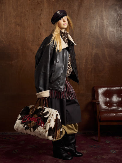 Stylish Aviator Jacket with Faux Fur Collar - Perfect for Casual and Fashionable Looks 