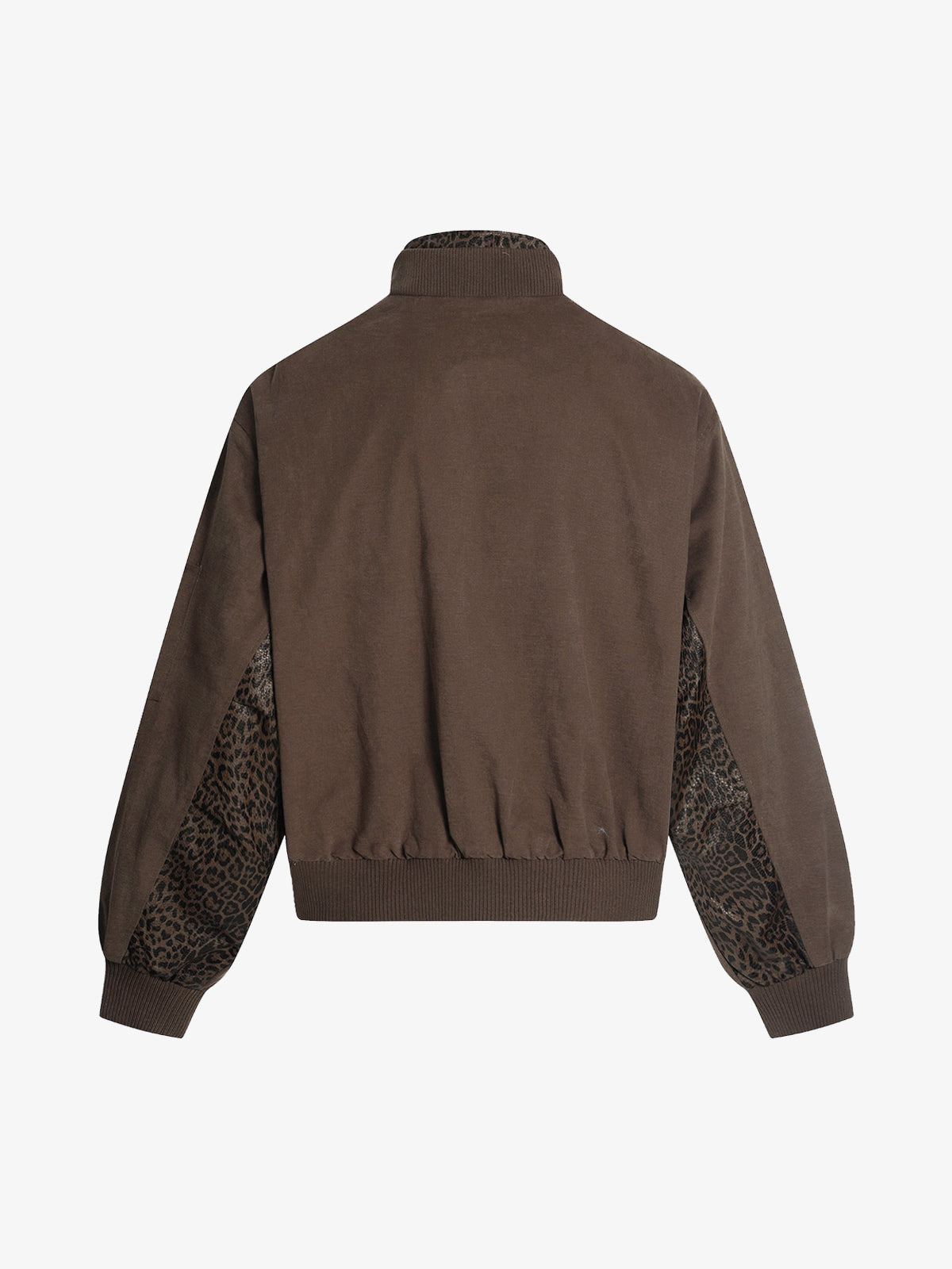 Retro Leopard PU Patchwork Faux Layered Jacket 