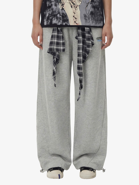 Street Detachable Plaid Waistband Machete Casual Pants