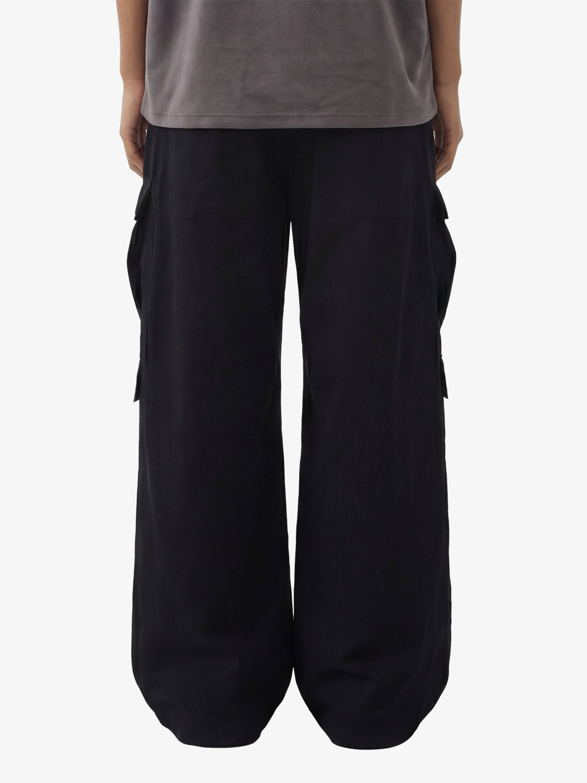 Woven Multi-Pocket Baggy Flared Pants - 2321