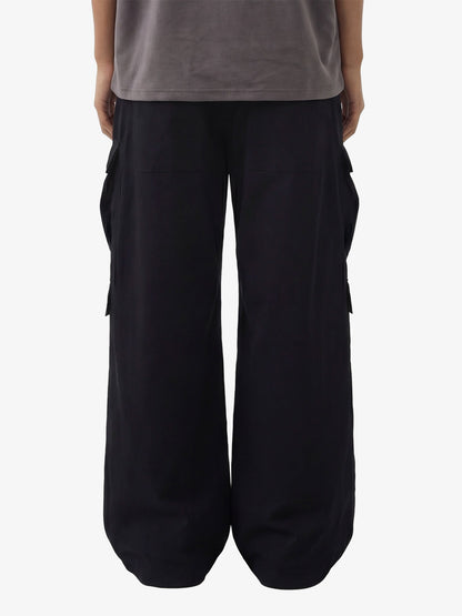 Woven Multi-Pocket Baggy Flared Pants - 2321