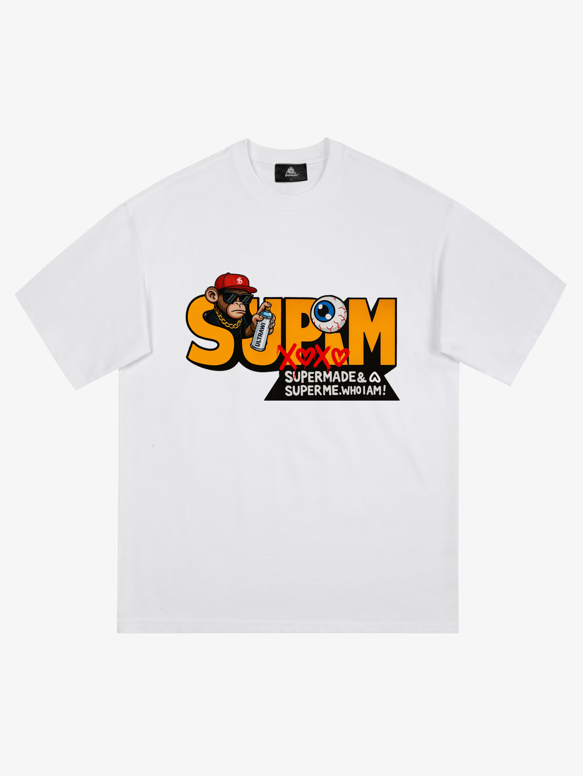 Supermade Trendy Hip-Hop Monkey Graffiti Font T-Shirt 