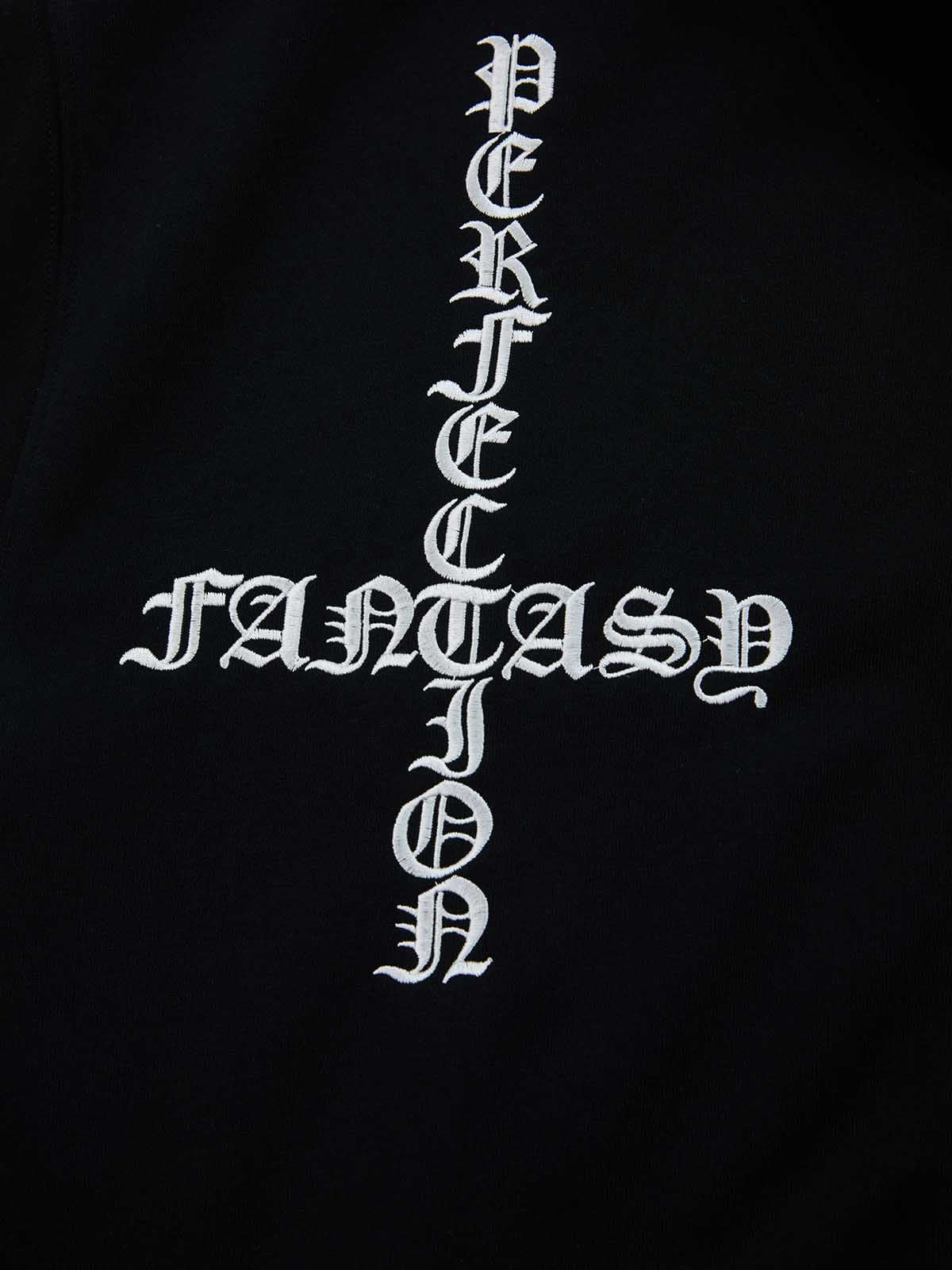 Gothic Letter Cross Embroidery Zip Up Hoodie and Sweatpants Set