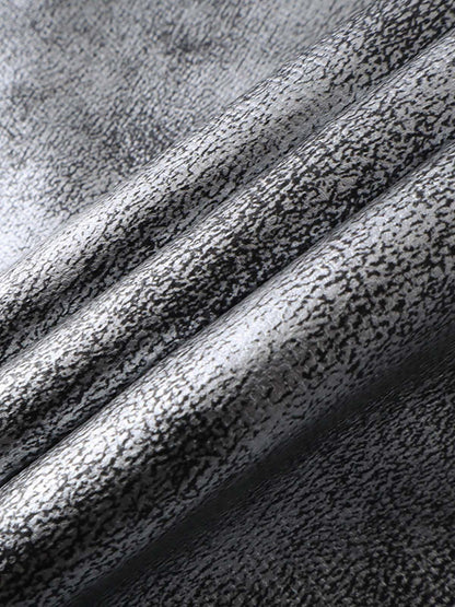 Retro Silver Loose Metallic Straight Pants 