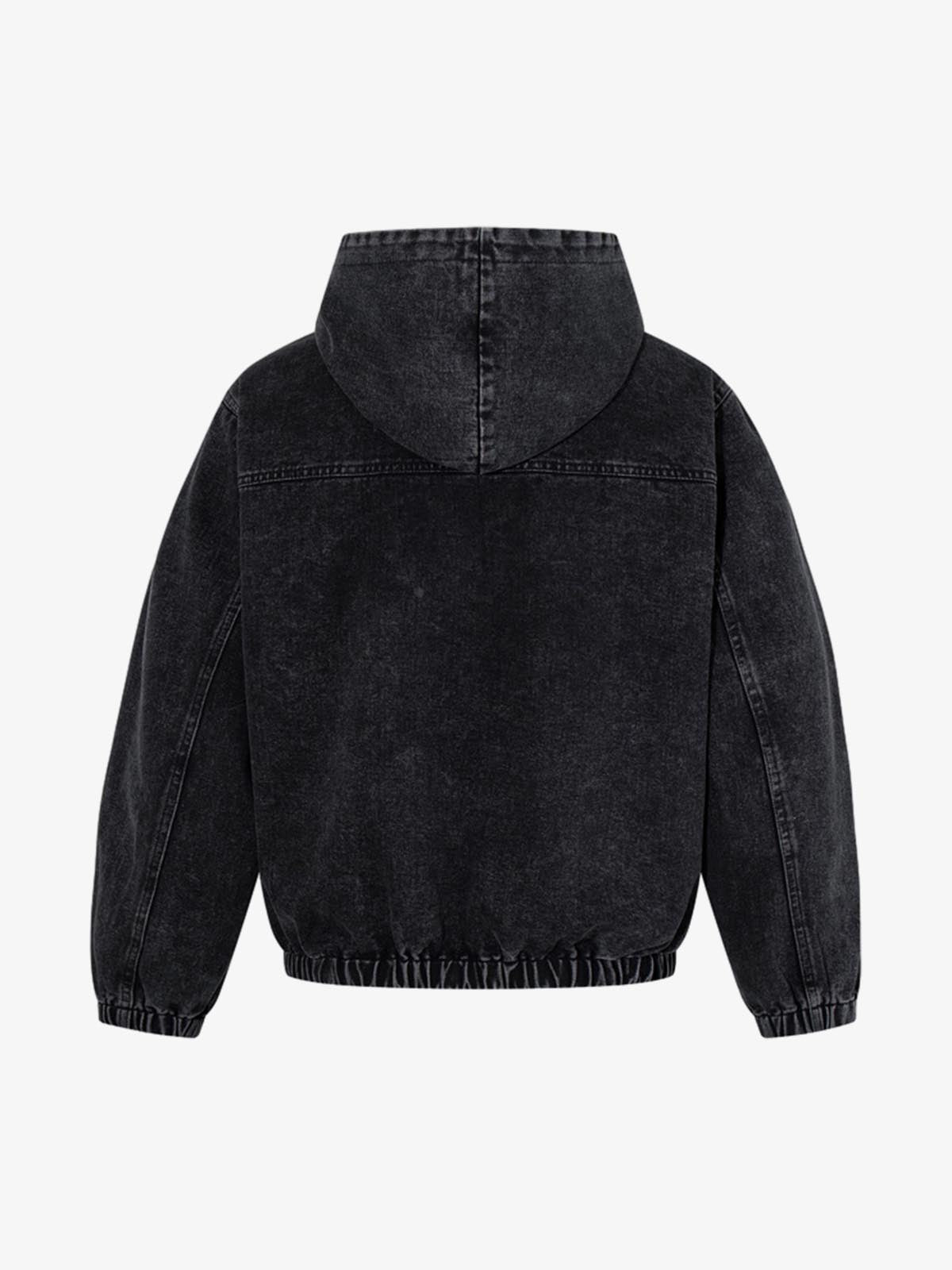 Denim Hoodie with Metal Toggle Closure Black Oversized Sweatshirt?