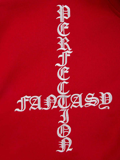 Gothic Letter Cross Embroidery Zip Up Hoodie and Sweatpants Set