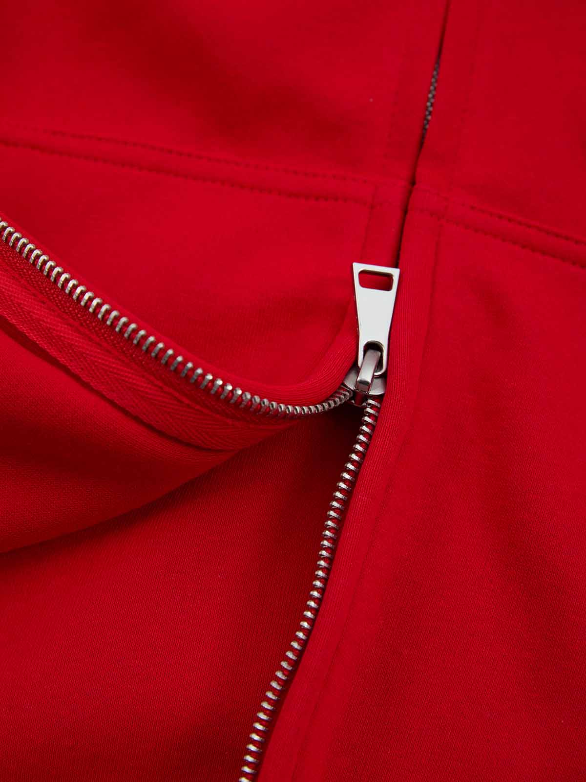 Gothic Letter Cross Embroidery Zip Up Hoodie and Sweatpants Set