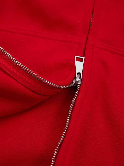 Gothic Letter Cross Embroidery Zip Up Hoodie and Sweatpants Set