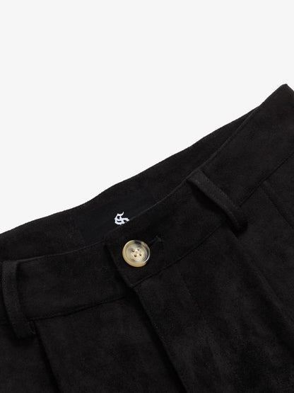 Retro Faux Fur Hem Wide-Leg Pants 