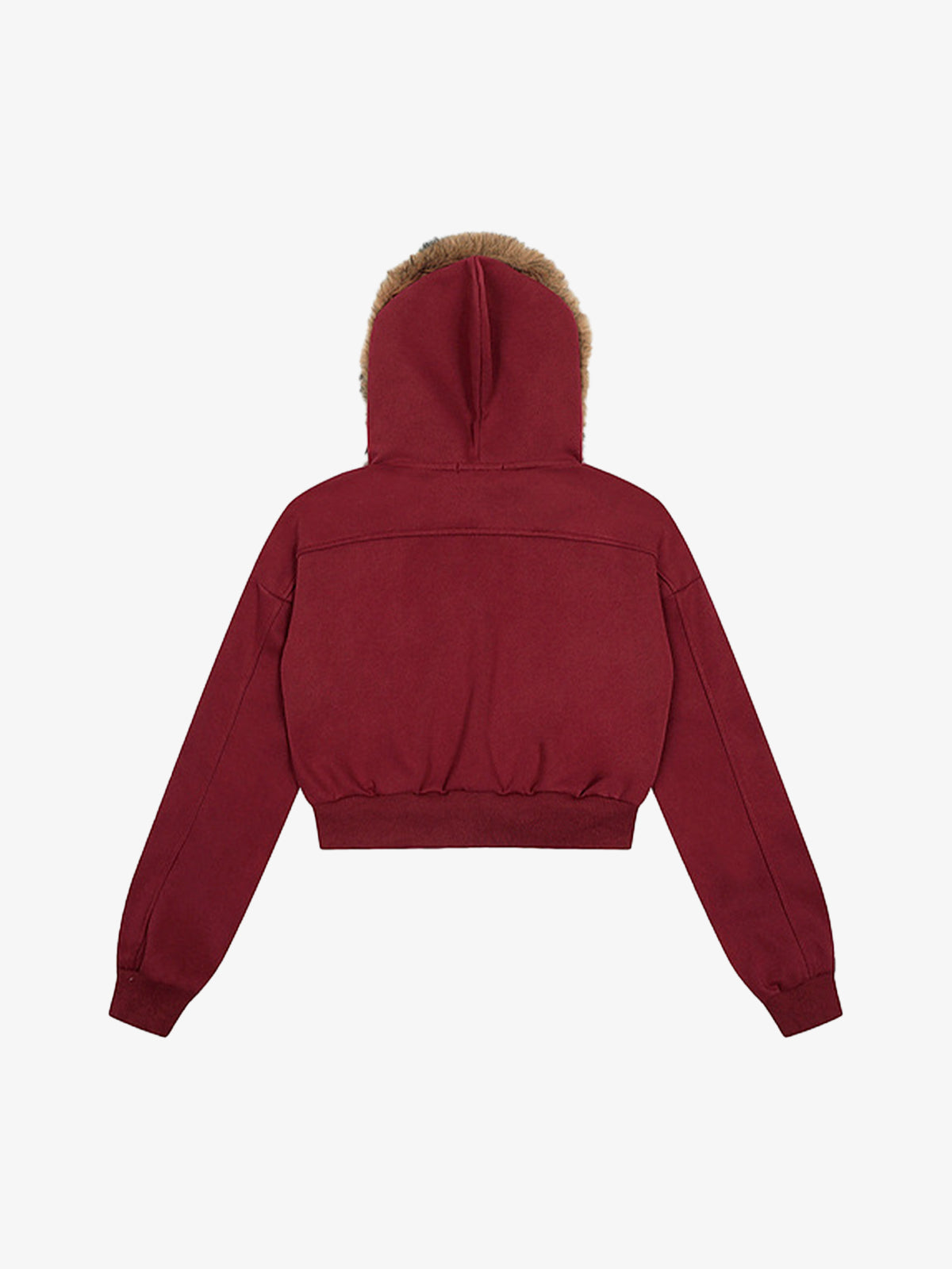 Retro Detachable Fur Collar Cropped Hooded Sweatshirt