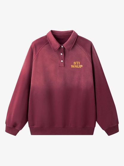 Gradient Print Lapel Long-sleeved Sweatshirt 