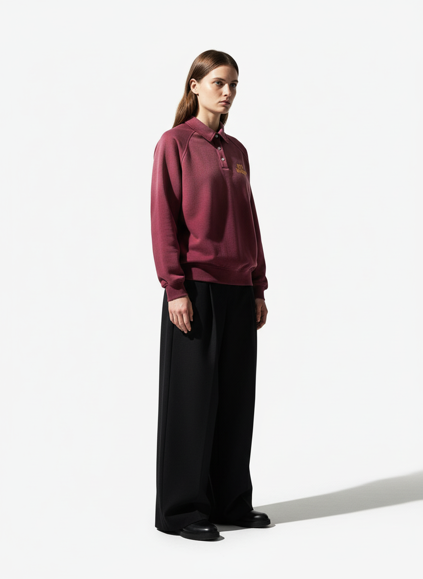 Gradient Print Lapel Long-sleeved Sweatshirt