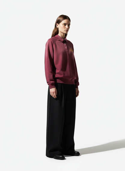 Gradient Print Lapel Long-sleeved Sweatshirt