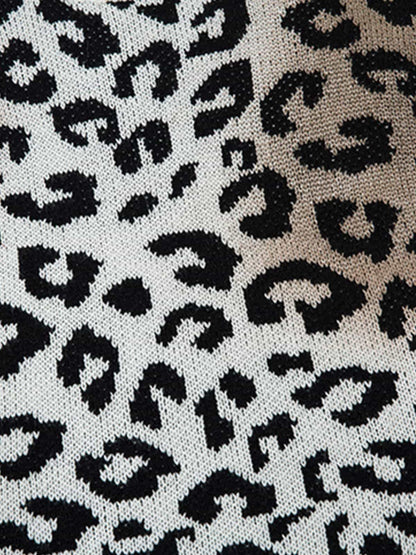 Leopard Print Knit Sweater for Women - Trendy and Cozy Fall/Winter Style 