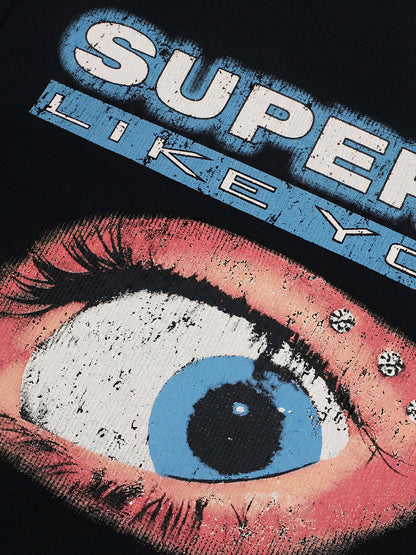 Cotton Waffle Knit Graphic T-Shirt with The Supermade Records Print for Men?