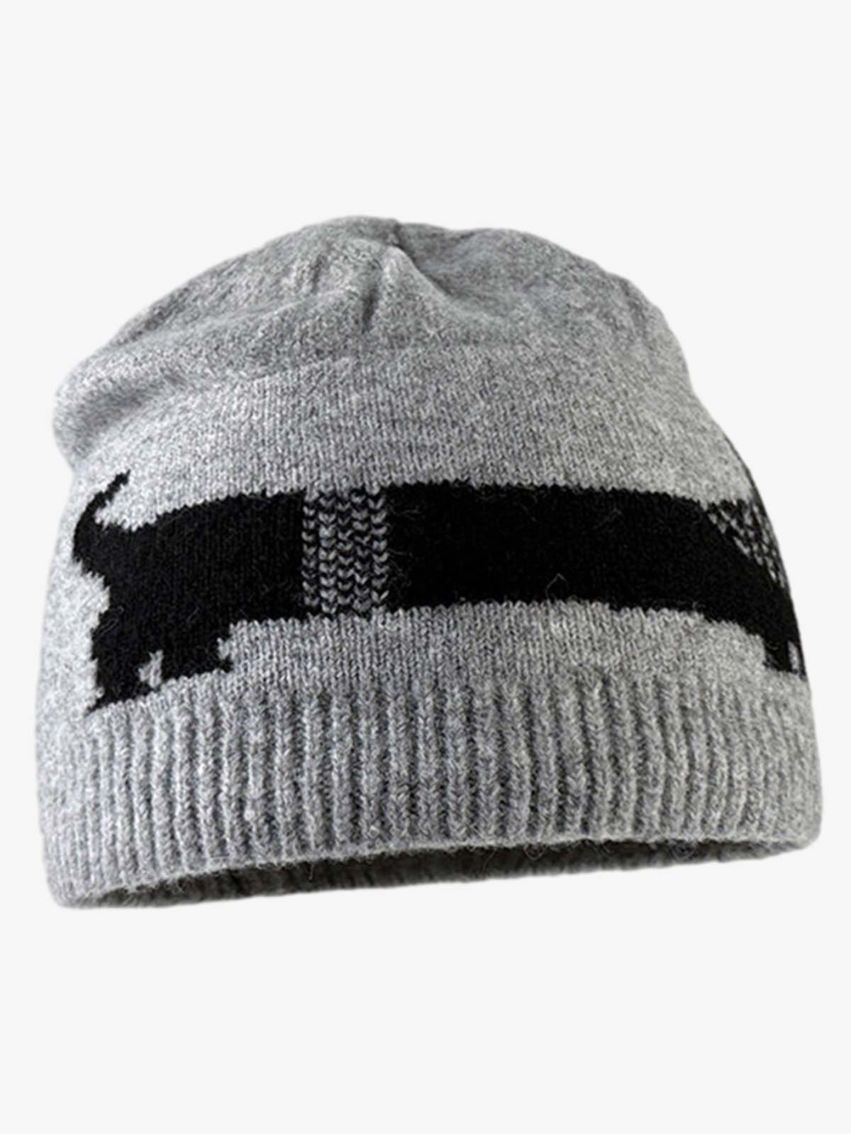 Knitted Wool Blend Winter Beanie Hat with Nordic Pattern and Ribbed Cuff?